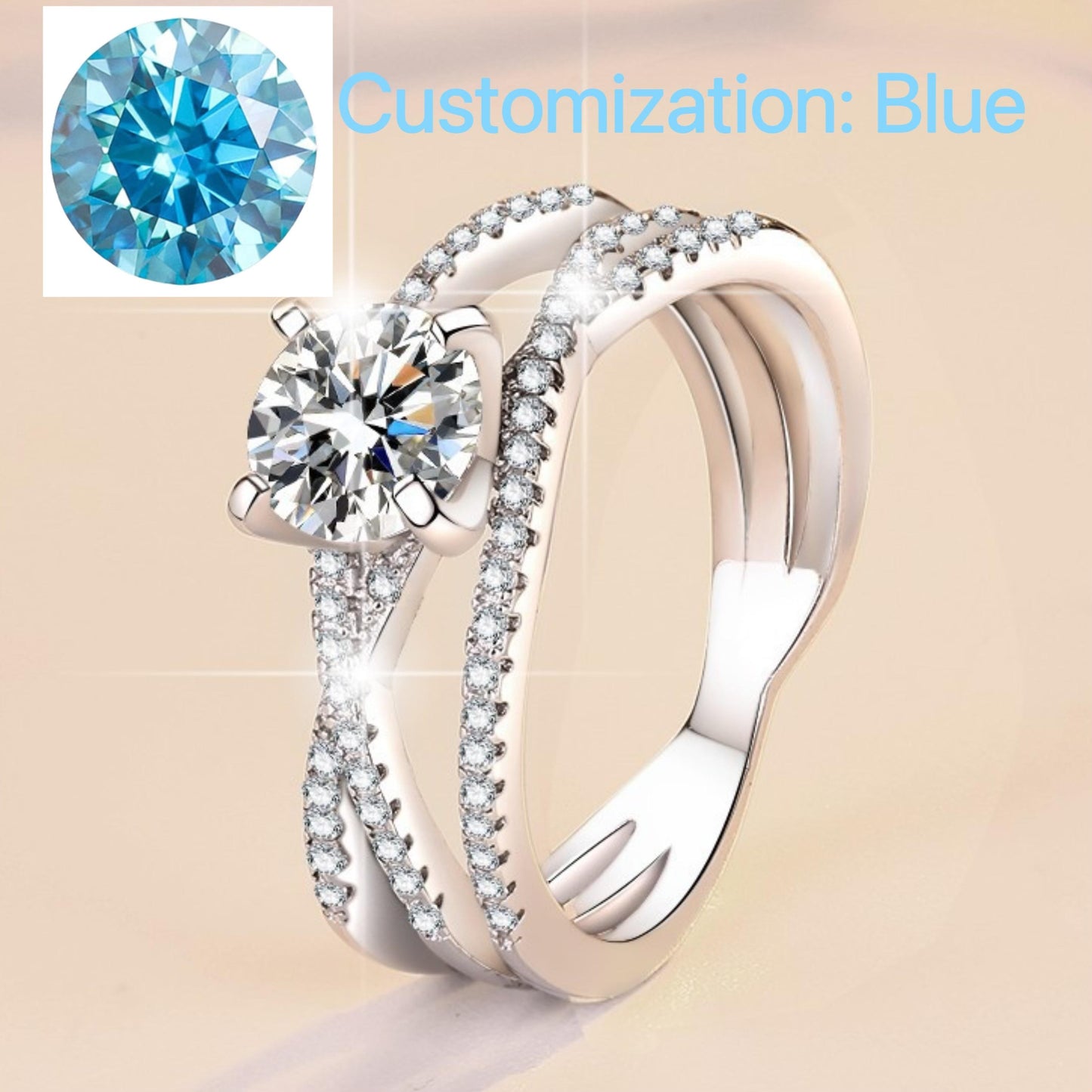 76. S925 Sterling Silver Eternal Love Ring Synthetic Moissanite Ring