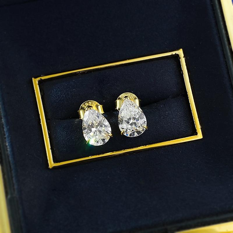 S925 Sterling Silver Pear-Shaped Cut Ear Stud 7 * 9mm 6A Cubic Zirconia Earrings Daily Life Earrings-609(35%)