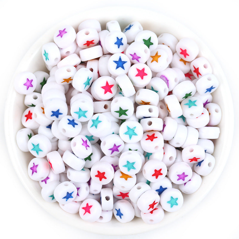 Acrylic Multi-Style Colorful Flat round Pattern Beads/Diy Beads/ Bracelet Beads Wholesale