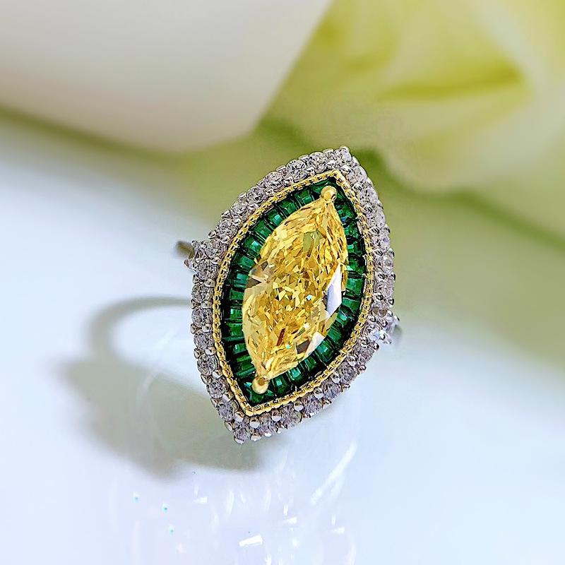 S925 Sterling Silver Marquise Ice Flower Cut Horse Eye Ring 6*13 8A Cubic Zirconia Ring fashion jewelry accessory woman girl promise ring-174(35%)