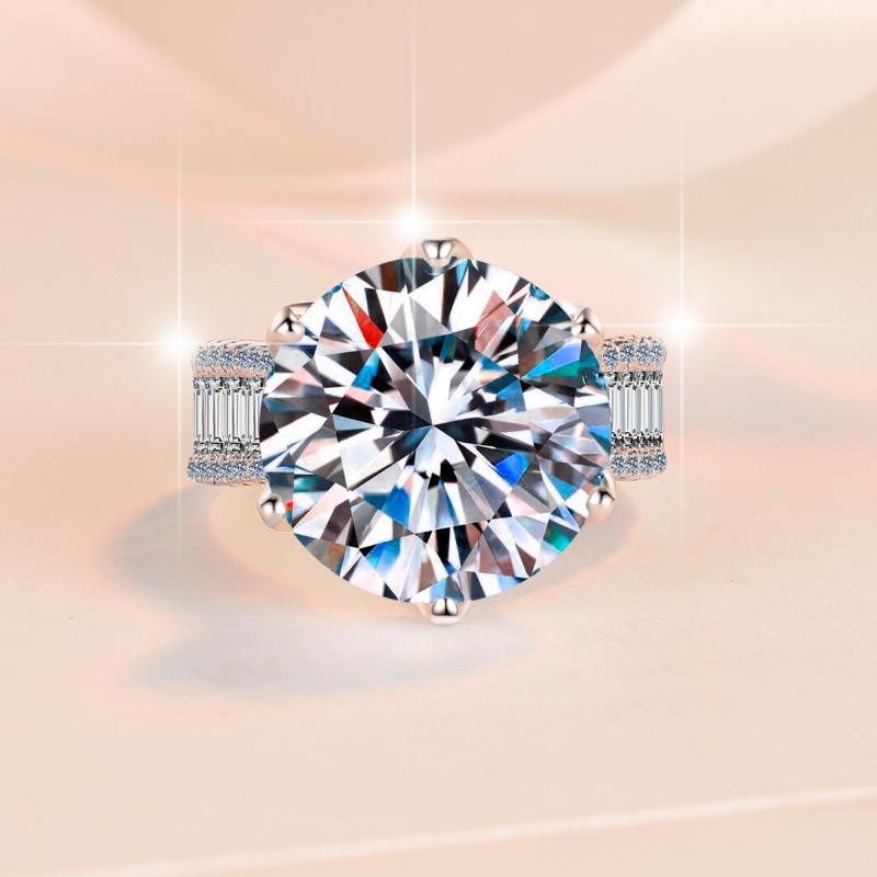 S925 Sterling Silver 10 Karat Ring Synthetic Moissanite Ring fashion jewelry accessory woman girl promise ring Springtok daily clothing decor jewelry gift design ring-248(1%)