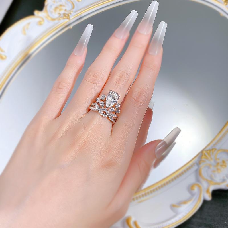 S925 sterling silver oval cut pear-shaped water drop Ring 8*12mm 6A cubic zirconia ring fashion jewelry accessory woman girl promise ring-338(35%)