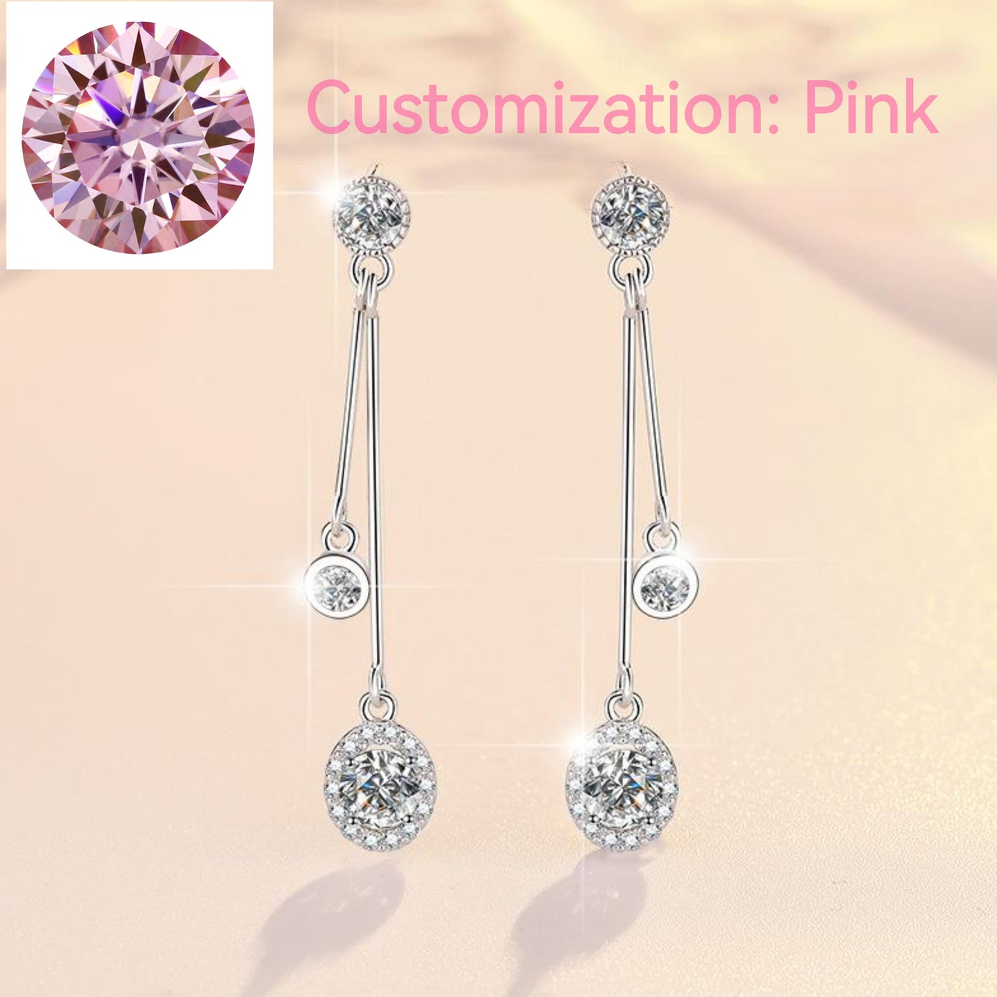 S925 Sterling Silver Line  Earrings D Color Synthetic Moissanite Daily Life Earrings(35%)-614