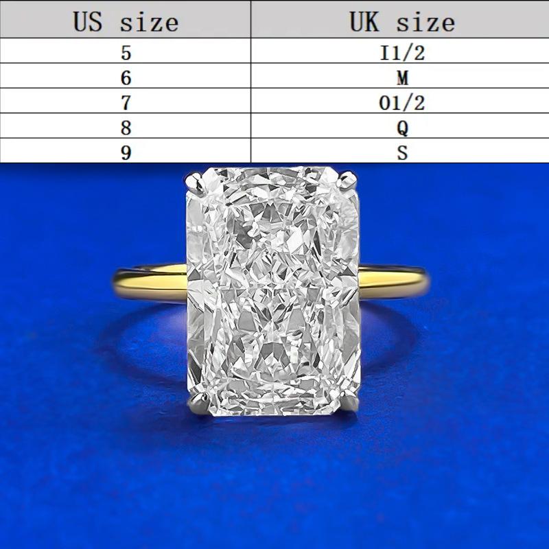 S925 Sterling Silver Ice Flower Cut Rectangular Ring 9*13mm 8A Cubic Zirconia Ring-106(35%)