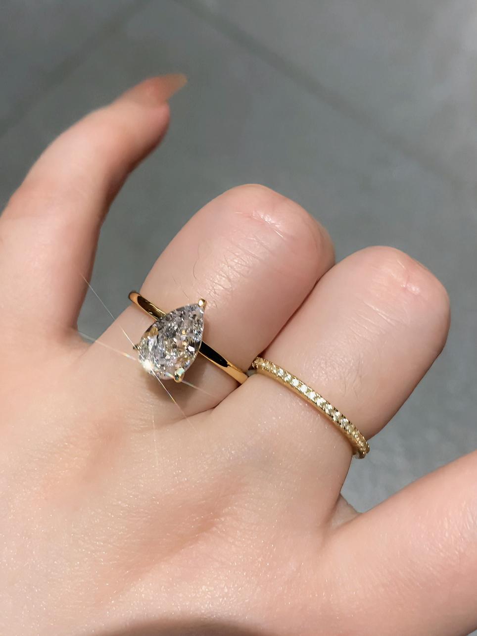 S925 Sterling Silver Pear Ice Flower Cut Water Drop Ring 7*11 8A Cubic Zirconia Ring fashion jewelry accessory woman girl promise ring-217(35%)