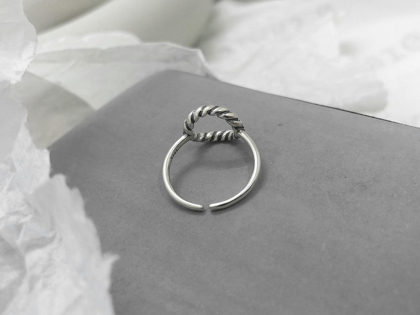 S925 Sterling Silver Round Twist Open for Women Ring-530(45%)