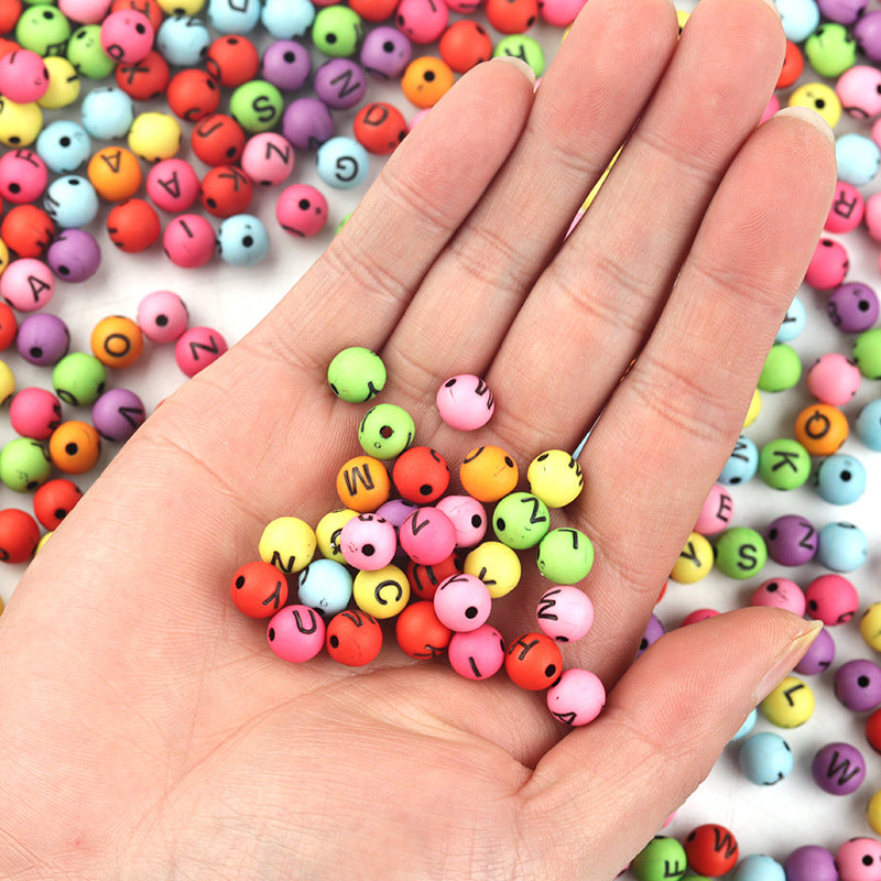 100 Pcs/Pack Acrylic round Beads Colorful Spherical English Letters round Beads Loose Beads Diy Jewelry Accessories