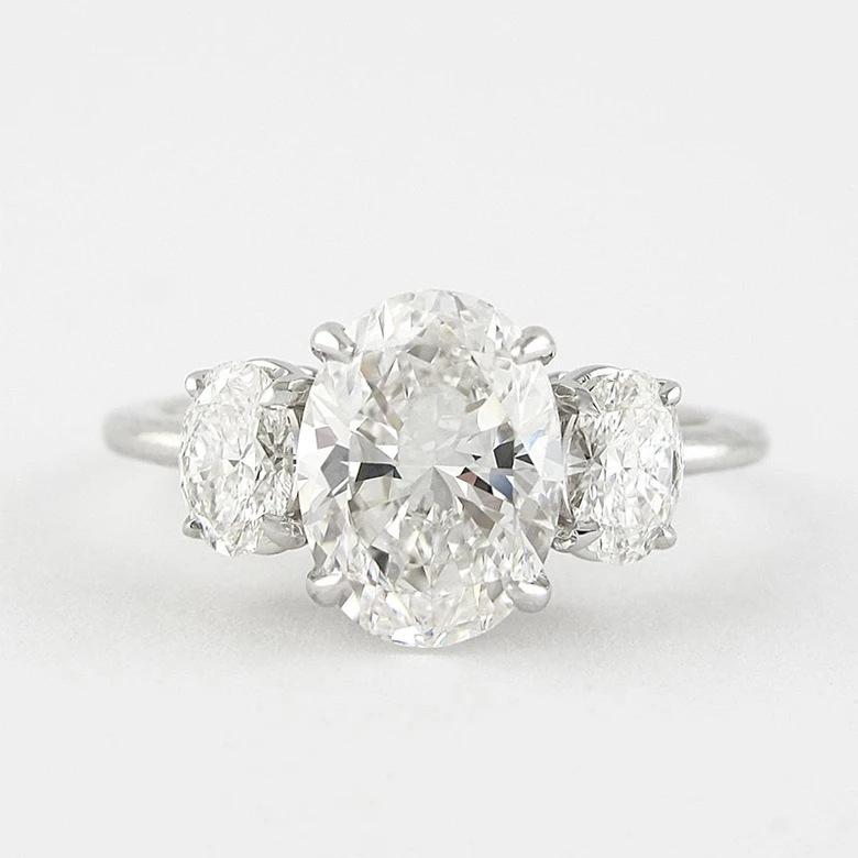 S925 Sterling Silver Big Three-stones Oval Cut Oval Ring 8*11mm 6A Cubic Zirconia Ring-234(35%)