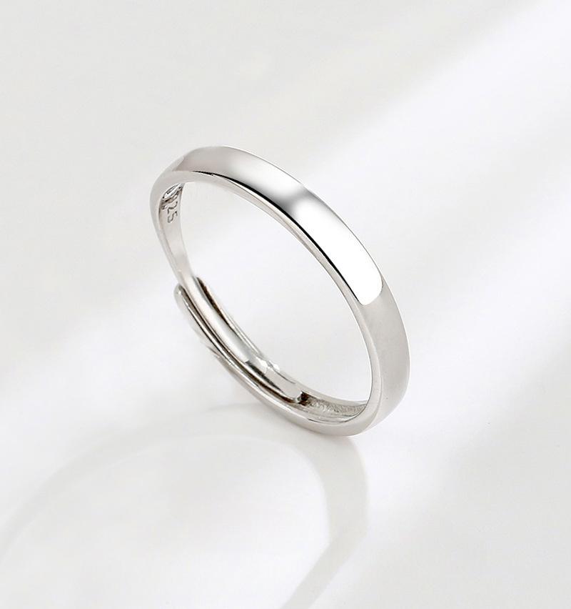 S925 Sterling Silver Simple Smooth Couple Ring Adjustable - 626 weddingring(45%)