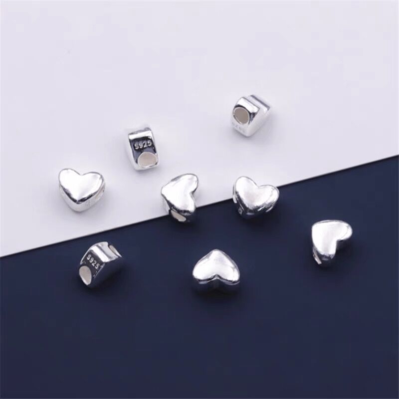 S925 Sterling Silver Loving Heart Beads/Buy One Bead And Get A Roll Of Wax Line As A Gift / Accessories For Bracelet Or Necklace DIY