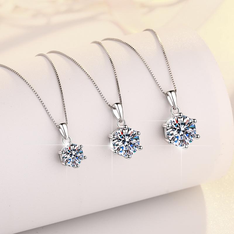 20. S925 Sterling Silver High Grade Synthetic Moissanite Pendant /1 carat /2 carat /3 carat/Six Claw/Certified Synthetic Moissanite/High Grade Of D Color E Cut VVS1 Clarity