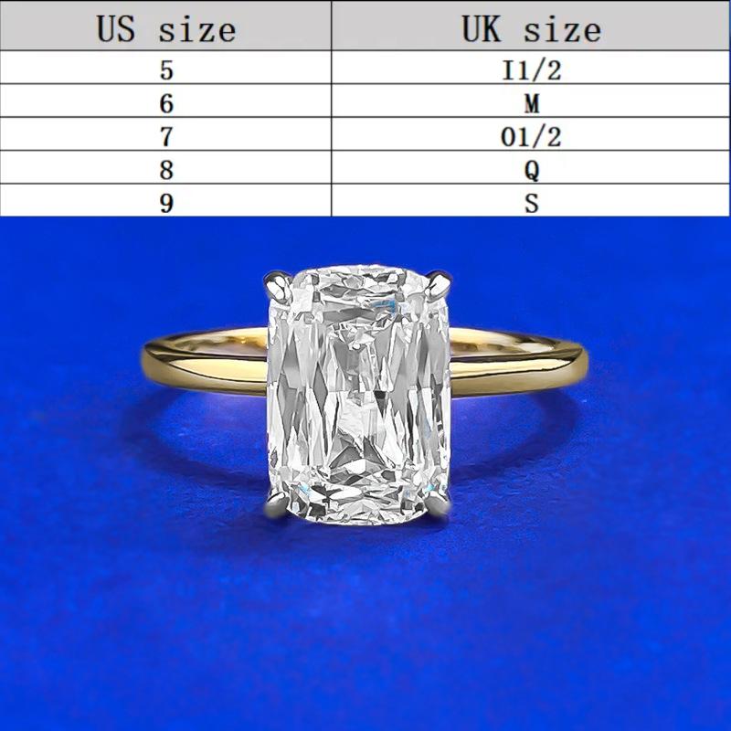 S925 Sterling Silver Radiant Cut Rectangular Ring 7*10mm 6A Cubic Zirconia Ring-372(35%)