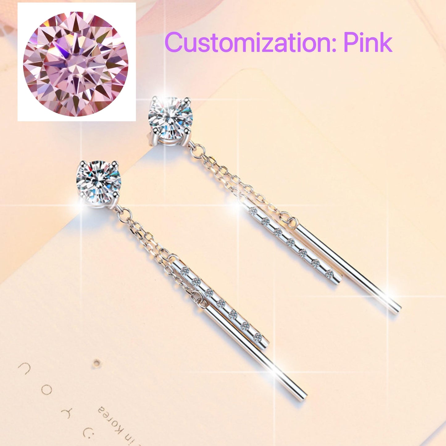 S925 Sterling Silver Long Tassel Stud Earrings Synthetic Moissanite Stud Earrings Daily Life Earrings-643(35%)