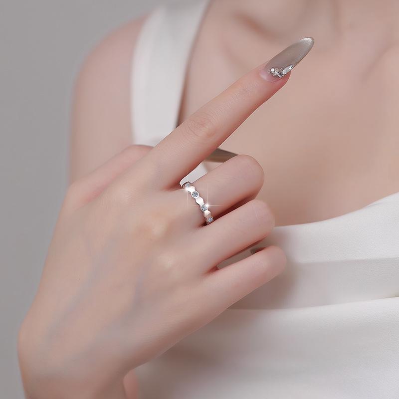 S925 Sterling Silver Honeycomb Band Ring Synthetic Moissanite Ring fashion jewelry accessory woman girl promise ring-188(35%)