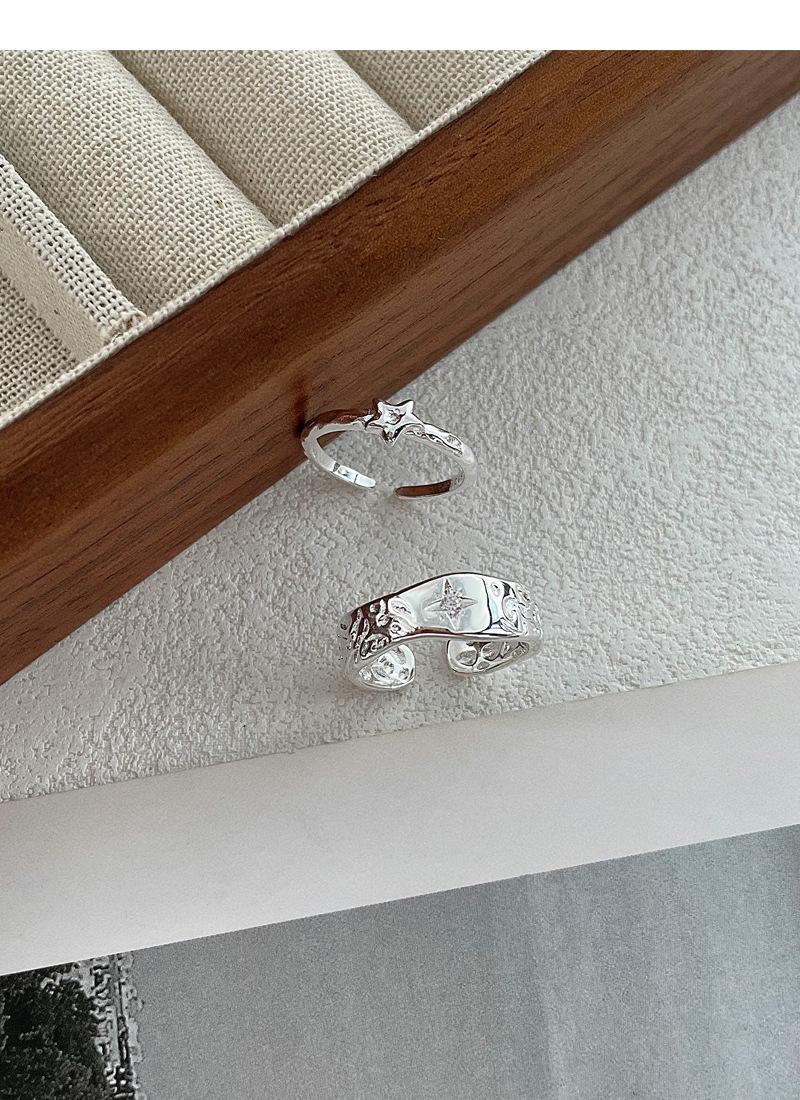 S925 Sterling Silver Irregular Texture Finger Ring for Women - 491(45%)