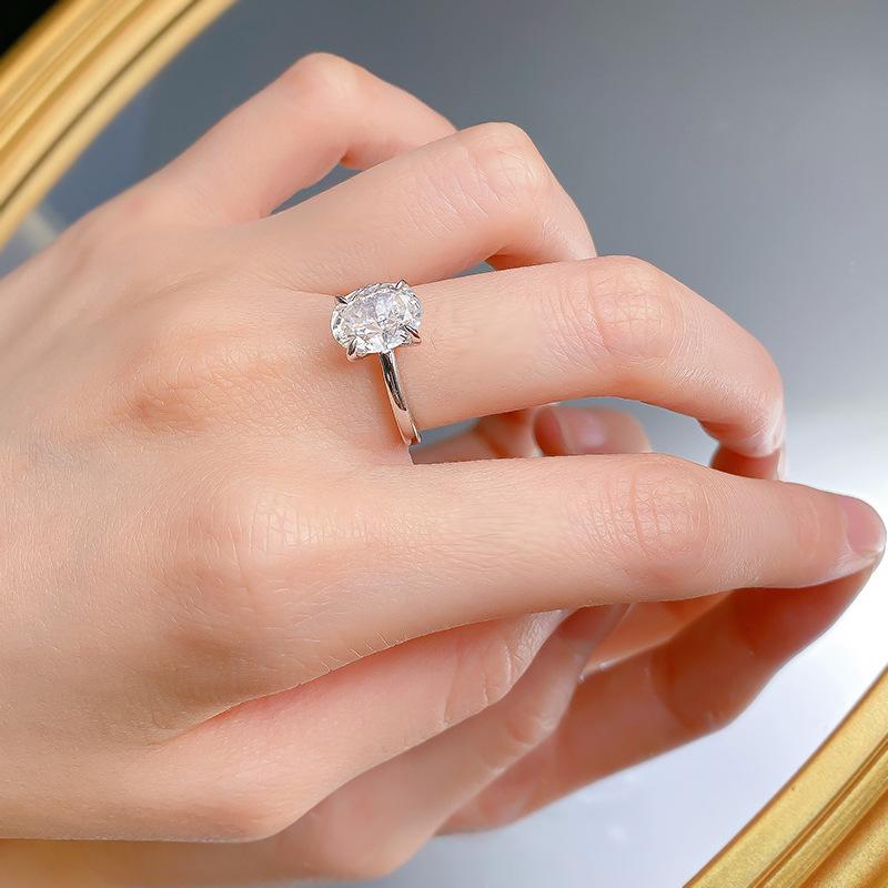 S925 Silver Oval Ice Flower Cut Oval Ring 8 * 10mm 8A Cubic Zirconia Ring fashion jewelry accessory woman girl promise ring-370(35%)
