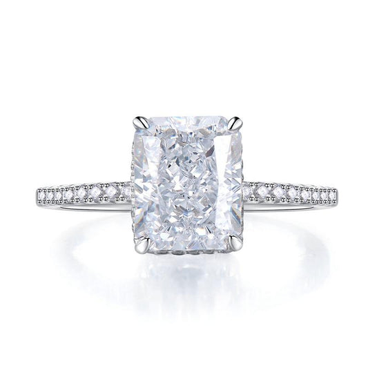 S925 Sterling Silver Ice Flower Cut Square Ring 8*10mm 8A Cubic Zirconia Ring fashion jewelry accessory woman girl promise ring Springtok-373(35%)