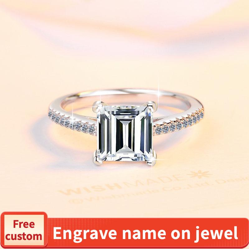 S925 Sterling Silver Princess  Square Synthetic Moissanite Ring fashion jewelry accessory woman girl promise ring-192(35%)