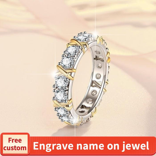 S925 Sterling Silver X-Shape Ring Synthetic Moissanite Ring fashion jewelry accessory woman girl promise ring-249(35%)