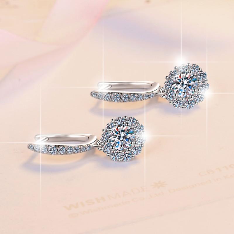 S925 Sterling Silver Flower Dangling Earrings Round Earrings Daily Life Earrings-607(35%)