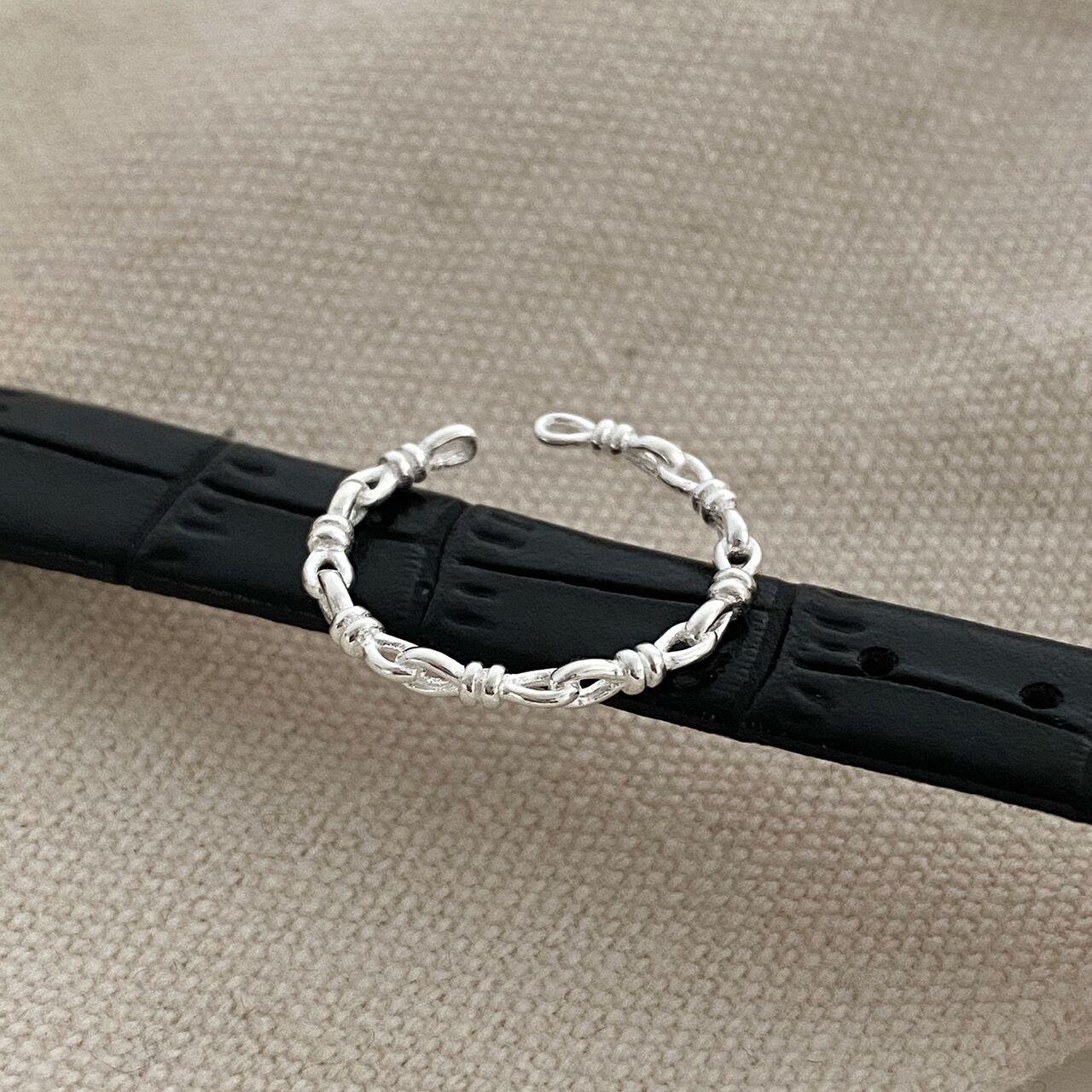 S925 Sterling Silver Threaded Knotted Braided Ring for Women Open -550(45%)