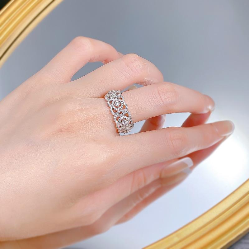 S925 Sterling Silver Wide Full Row Ring 6A Cubic Zirconia Ring fashion jewelry accessory woman girl promise ring-299(35%)