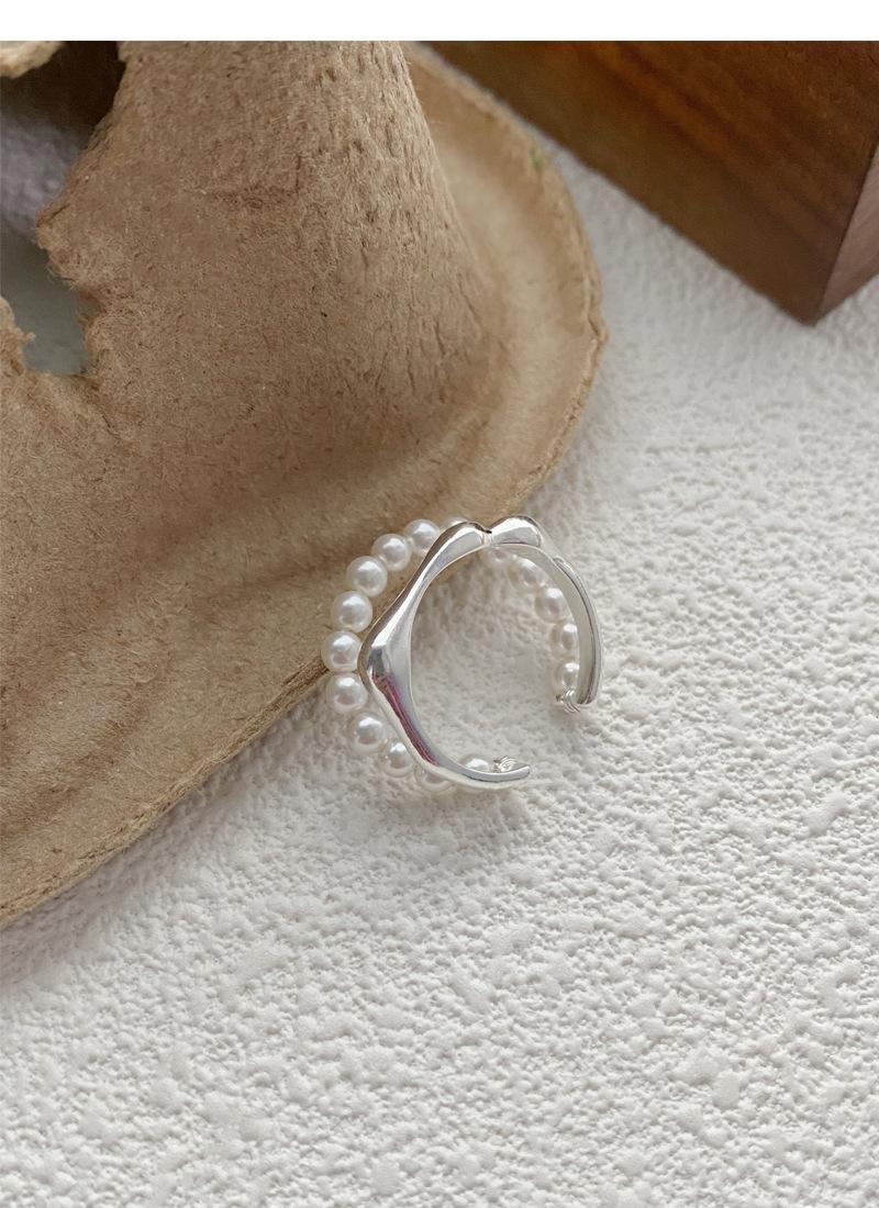 S925 Sterling Silver Double-Layer Pearl Ring for Women Switchable Index Finger Ring-512(45%)