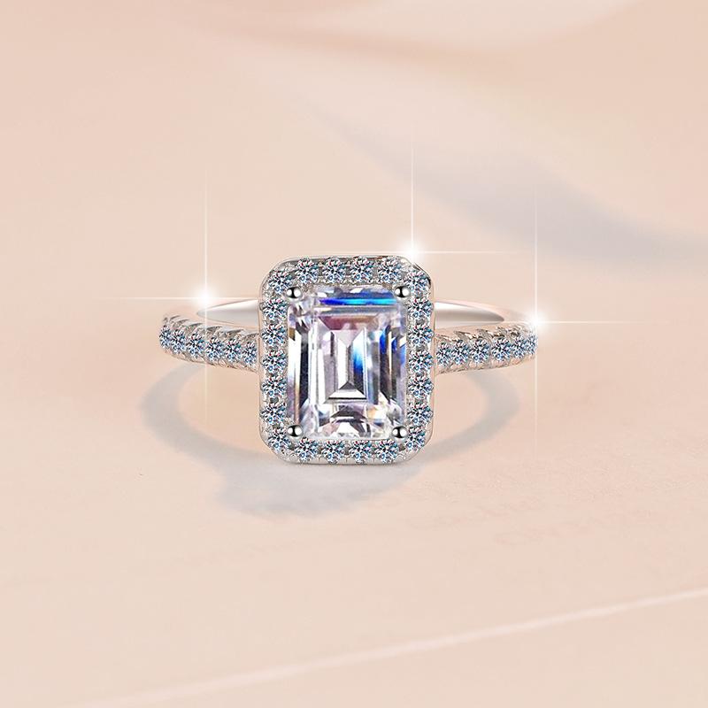 S925 Sterling Silver Grandmother Cut Ring Synthetic Moissanite Ring fashion jewelry accessory woman girl promise ring-191(35%)