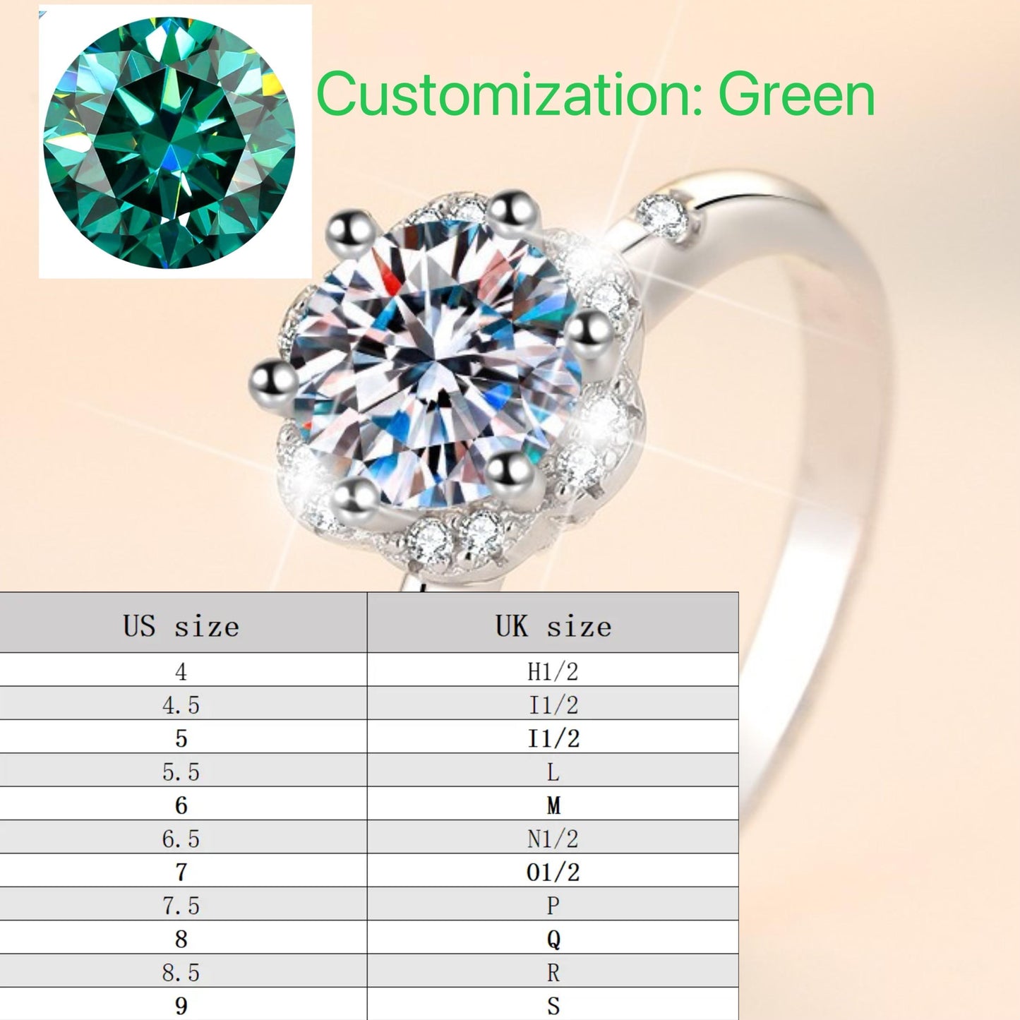S925 Sterling Silver Six-Claw Ring Synthetic Moissanite Ring fashion jewelry accessory woman girl promise ring-244(35%)