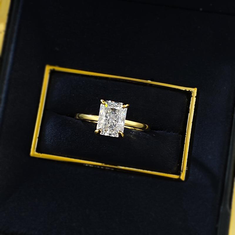 S925 Sterling Silver Rectangular Ice Flower Cut 6 * 8mm 8A Cubic Zirconia Ring-422 custom  engagement  ring(25%)