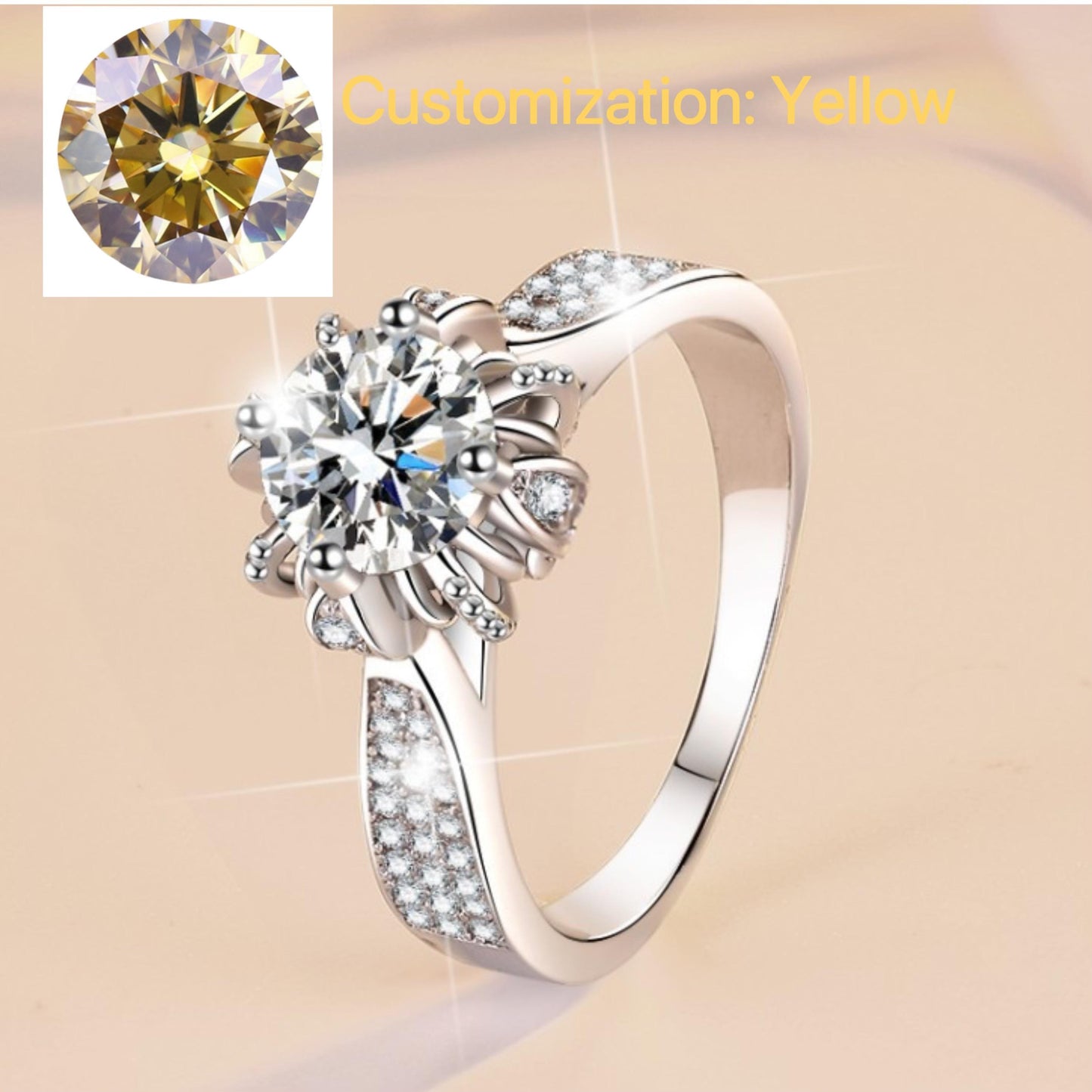 82. 925 Sterling Silver Rose Bud Ring Synthetic Moissanite Ring