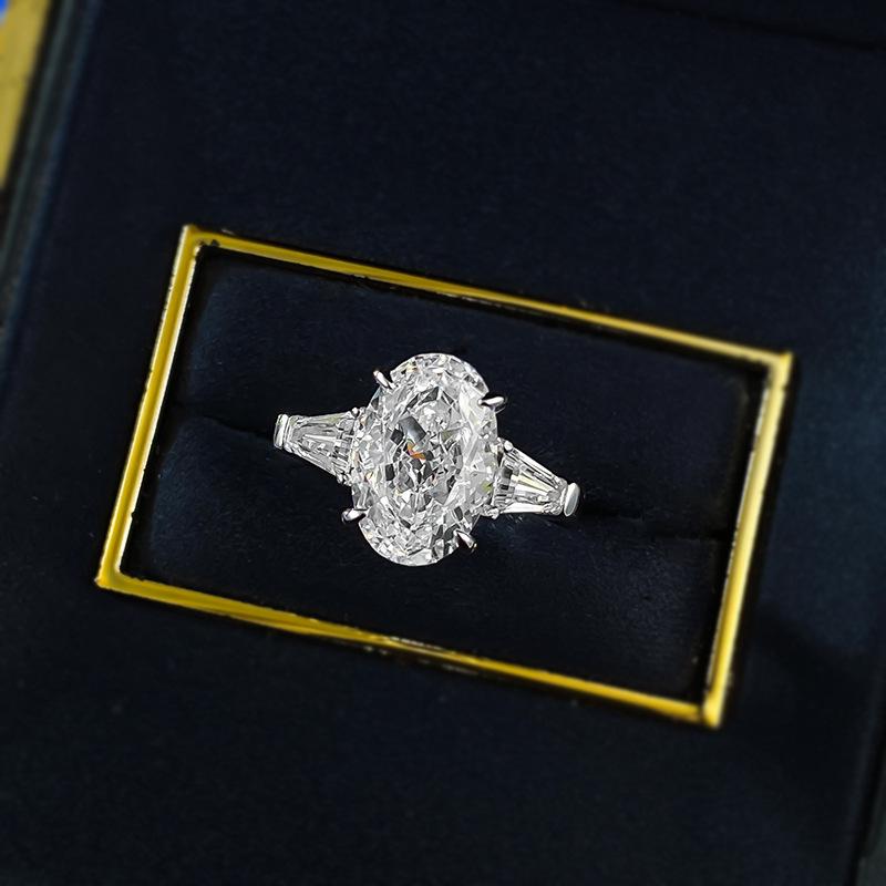 S925 silver oval ice flower cut Ring 8*12mm 8A cubic zirconia ring fashion jewelry accessory woman girl promise ring-356(35%)