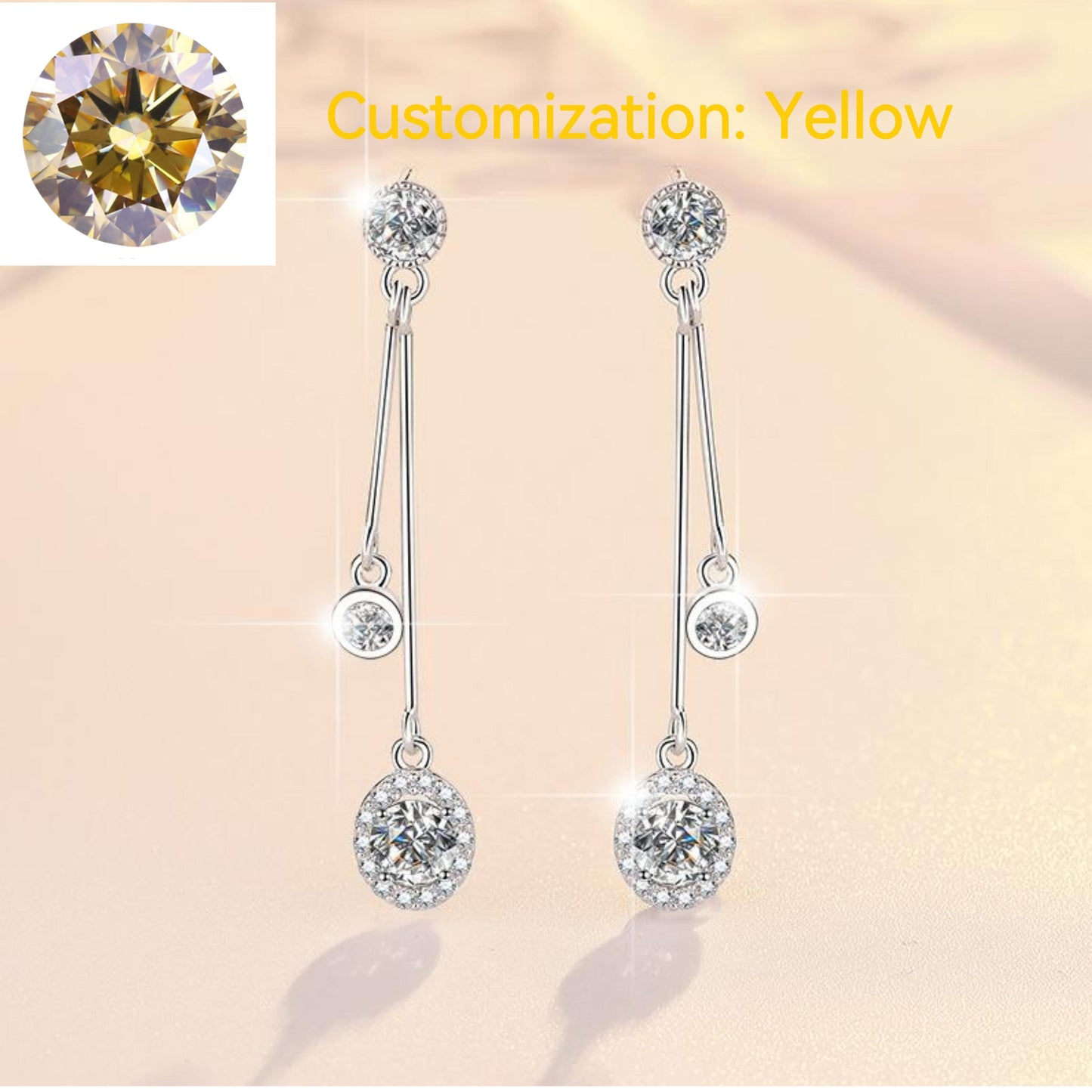 46. S925 Sterling Silver Line  Earrings D Color Synthetic Moissanite