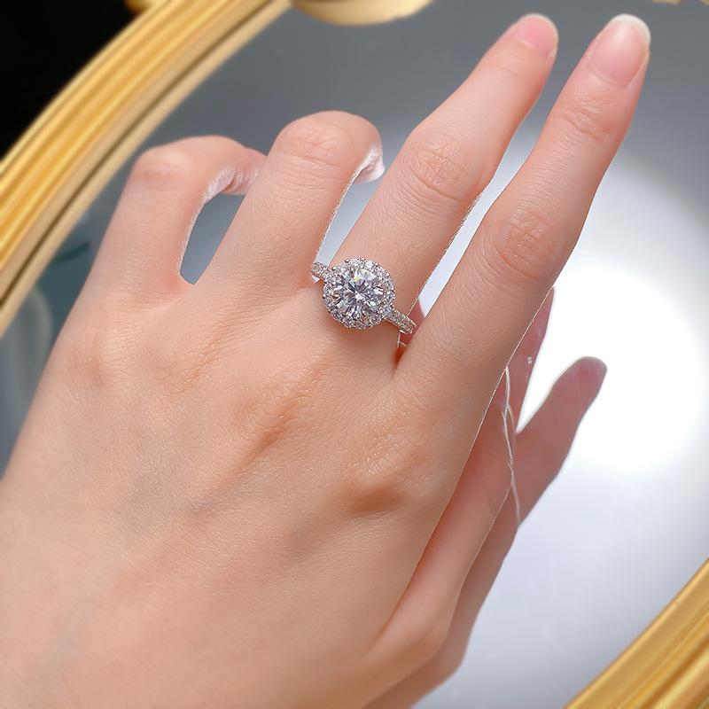 S925 Sterling Silver round Cut round Ring 8 * 8mm 6A Cubic Zirconia Ring fashion jewelry accessory woman girl promise ring Springtok-189(35%)