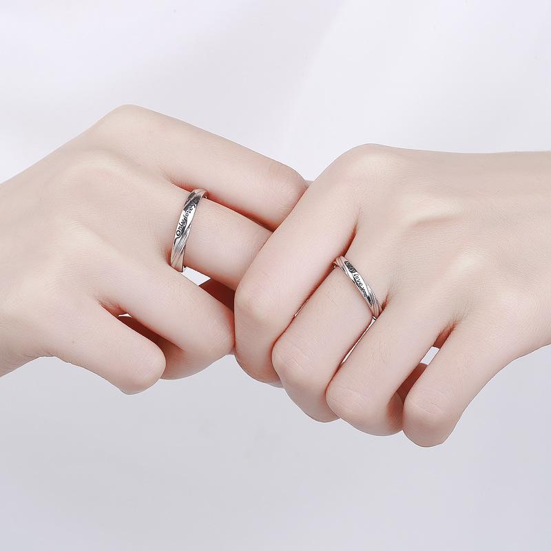 S925 Sterling Silver casual English Letter Couple Ring-557 jewellery  with  meaning(45%)