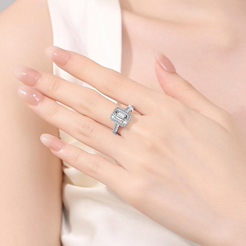 S925 Sterling Silver Grandmother Cut Ring Synthetic Moissanite Ring fashion jewelry accessory woman girl promise ring-191(35%)