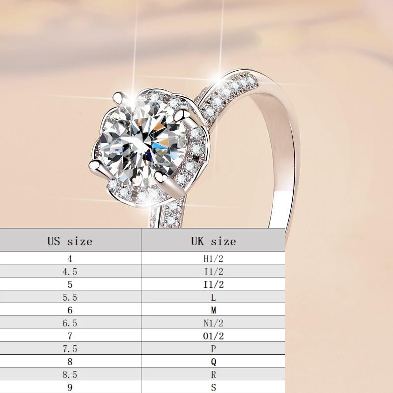 S925 Sterling Silver Hold flowers Ring Synthetic Moissanite Ring fashion jewelry accessory woman girl promise ring-471(35%)