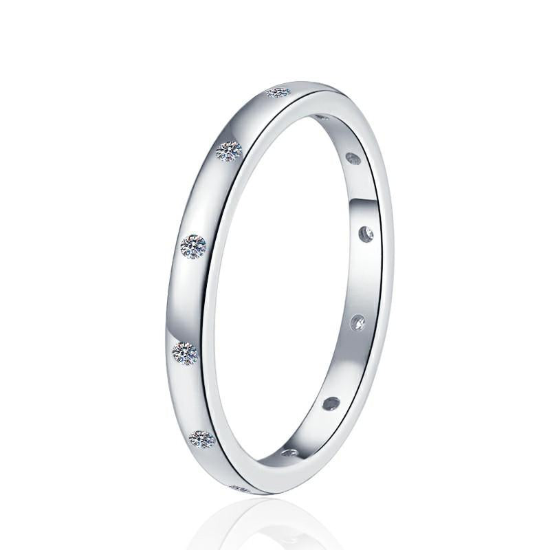 S925 Sterling Silver Full Band Ring Synthetic Moissanite Ring -568(35%)
