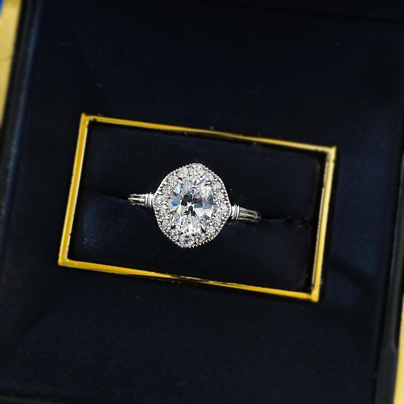 S925 Sterling Silver Oval Pigeon Egg 6*8mm 6A Cubic Zirconia Ring-420(25%)