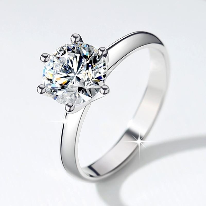 S925 Sterling Silver Pink Synthetic Moissanite Six-claws Ring 1/2/3/5 Carats-235(35%)