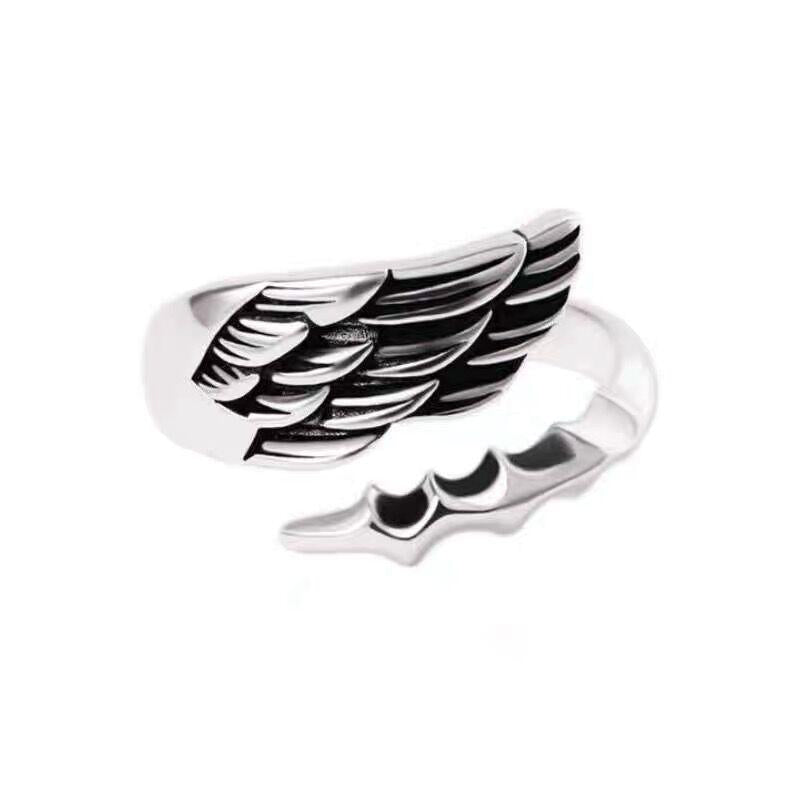 S925 Sterling Silver Vintage Angel and Demon Open Ring - 627(45%)