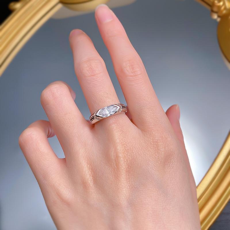 S925 Sterling Silver Marquise Cut Horse Eye Ring 5*10mm 6A Cubic Zirconia Ring fashion jewelry accessory woman girl promise ring-412(35%)