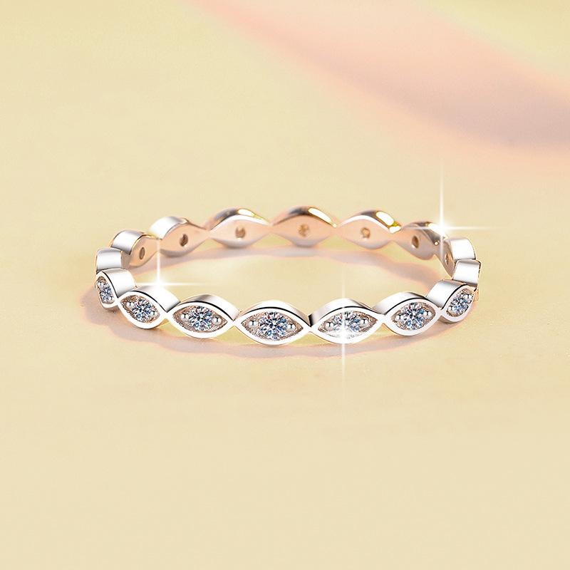 S925 Sterling Silver Stackable Band Ring Synthetic Moissanite Ring-569(35%)